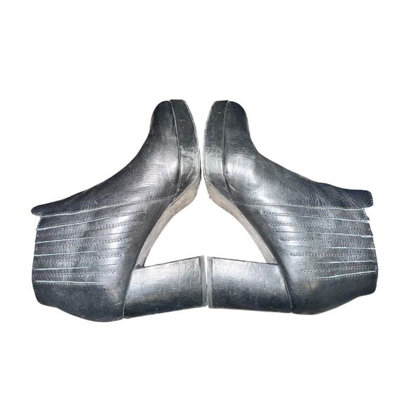 Eileen Fisher Bird Leather Platform Bootie Women's Size 9 Black Elastic Panels - Picture 5 of 8